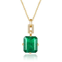 202114K Gold 45cm Necklace Emerald Pierscionki Bizuteria Wedding Pendant for Women Fashion Pure Emerald Gemstone Pendant Pierscionki