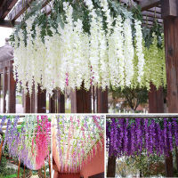 12Pcs Wisteria ดอกไม้ประดิษฐ์หวายพวงหรีดโค้งงานแต่งงานบ้านสวนสํานักงานตกแต่งจี้พืชตกแต่งผนัง