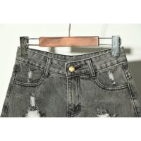 【READY STOCK】ST127 Hole Irregular Cat Whiskers Large Size Denim Shorts Female High Waist Pants New Summer Shorts