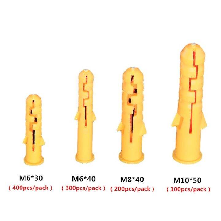 100-400-buah-pipa-ekspansi-plastik-m6-x-30-m6x40-m8x40-m10-x-50mm-kolom-nilon-jangkar-dinding-bingkai-perlengkapan-tabung-sekrup-ekspansi