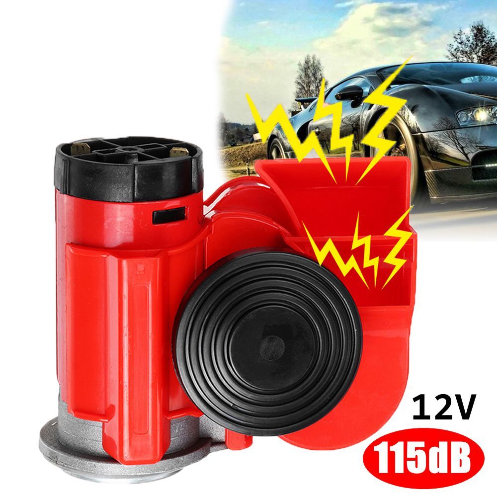 Red Flameer Motorcycle Car Snail Compact Dual Tone Electric Pump Siren Loud Air Horn Waterproof 
