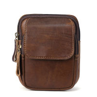 Men Genuine Leather Fanny Waist Bag CellMobile Phone Pocket S713-40 Belt Bum Pouch Pack Vintage Hip Bag Travel Waist Pack
