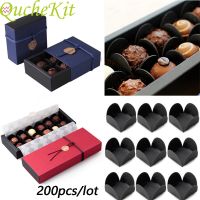 200Pcs Chocolate Packaging Holder Dessert Candy Chocolate Box Packaging Wrapper Tray Black Kraft Paper Chocolate Spacer Base