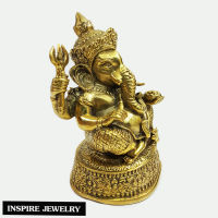 Inspire Jewelry ,พระพิฆเนศ ทองเหลืองสีทองอร่าม ขนาด 4 x 8 CM  ร่ำรวย แคล้วคลาด มีเสน่ห์ กำจัดอุปสรรคทั้งปวง ฟรีพระพิฆเนศทองเหลืองขนาด 2 CM