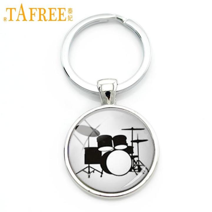 tafree-drum-kit-silhouette-key-chain-dj-turner-mixer-simple-drum-set-profile-pattern-keychain-drummer-jewelry-music-gifts-kc595-key-chains