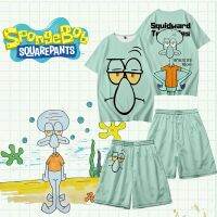 SpongeBob Pants, Square Feet, Daxing Shorts, Summer Influencers, Quick Dried Octopus Beach Style, Same Style Lace up Anime Pajamas, Fashion Short Sleeve Children