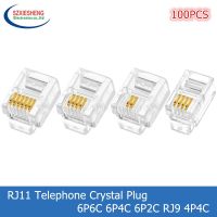 ▣♗ 100PCS RJ11 Telephone Crystal Plug 6P6C 6P4C 6P2C RJ9 4P4C Modular Cable Head Gold Plated Network Connectors