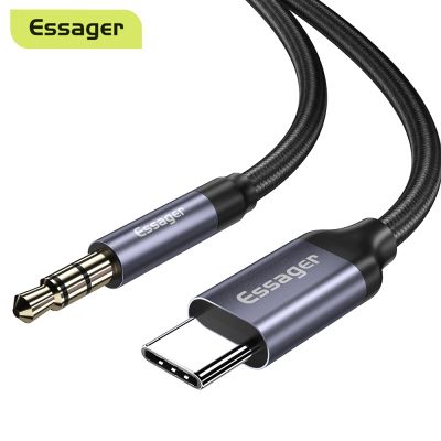 Essager USB Type C to 3.5 MM Jack AUX Audio Cable For Cars Speaker Headphone Adapter Xiaomi Samsung Huawei Oneplus AUX Wire Cord