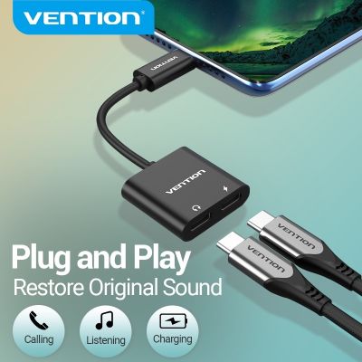 Vention 2 in 1 อะแดปเตอร์ USB C เป็น Dual Digital Type C สําหรับ iPad Pro 2018 Huawei P30 P20 Pro PD18W USB C EarPhone