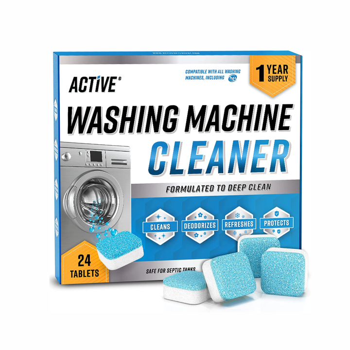 Active Washing Machine Cleaner Descaler 24 Pack Deep Cleaning Tablets For HE Front Loader