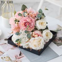 hotx【DT】 YO CHO 6 Heads/Bouquet Peonies Artificial Flowers Silk Bouquet Pink Wedding Decoration FakeTH