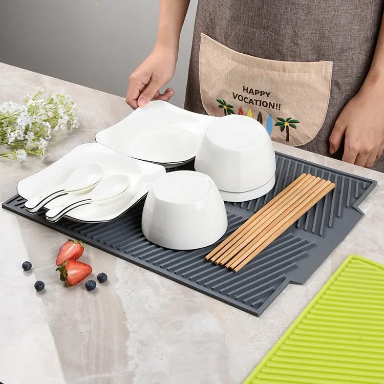 Foldable Insulated Soft Rubber Dishes Protector Sink Mat Table Kitchen Home