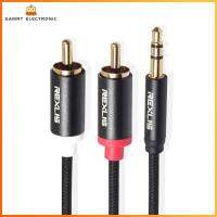 [จัดส่งฟรี] แจ็ค3.5มม.ชาย2 RCA ผ้าฝ้าย Braided สาย Aux สำหรับลำโพงโฮมเธียเตอร์ [แนะนำซื้อด้านบน2Pcs]