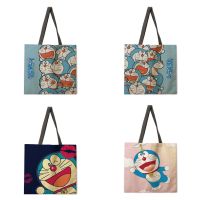 Cartoon Anime Ladies Beach Bag Foldable Shoulder Bag Shopping Bag Printed Handbag Linen Casual Tote Reusable