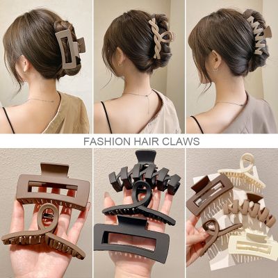 2022 New Women Fashion Hair Claws Coffee Black Acrylic Large Claw Clip Girl shark clip Headwear Korean Hair Accessories Gift