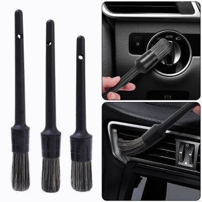 【CC】 Boar Hair Car Detailing Set Soft Bristle Dashboard Cleaning Tools Dust Remover Tire 3pcs