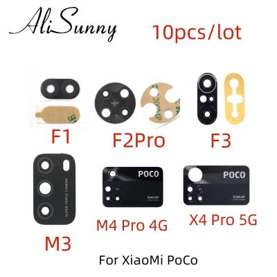 AliSunny 10pcs ด้านหลัง กล้อง กระจก เลนส์ กาวสําหรับ Xiaomi Poco M3 X3 F3 โทรศัพท์ F1 F2 X4 M4 F4 Pro NFC GT