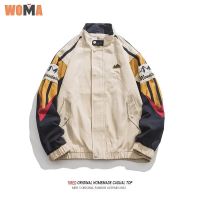 WOMA เสื้อแจ็กเก็ตคอตั้งสีคู่ชายสำหรับผู้ชาย,เครื่องแบบเบสบอลแจ็คเก็ตใส่โจมตีเสื้อแจ็คเก็ตลำลองหลวม