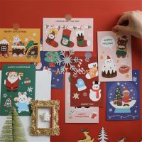 15Pcs Ins Style Christmas Series Paper Card Sticker Walls Santa Claus Elk Snowman Festive Mood Decoration Accessories Hoom Decor