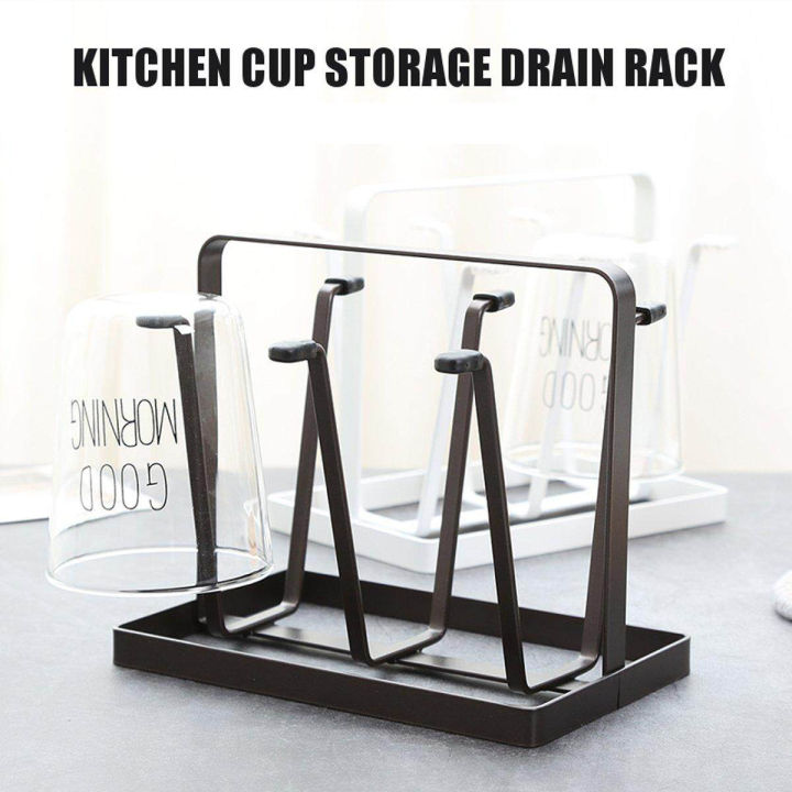 Modern Non Slip Mugs Cups Organizer Drying Rack Steel 6 Cup Hooks Drainer  Holder Tree for Mugs Home Glasses Kitchen Bottles