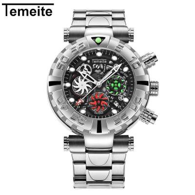 นาฬิกาบุรุษ Temite เหล็กกล้าไร้สนิมสีทองโครโนกราฟหรูหราแบรนด์ชั้นนำกันน้ำนาฬิกาสปอร์ตผู้ชายแบรนด์2018