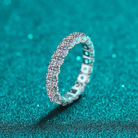 ชุดแหวน925เงินสเตอร์ลิงสำหรับผู้หญิงพร้อมแหวนเพชรโมอิสชุบทอง PT950สำหรับงานแต่งงาน Jie Zi Zhi