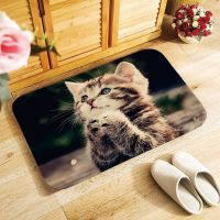 Cute cat doormat Anti-slip steps paws clean 40x60cm 50x80cm flannle Super Soft Absorbent Bathroom Door Mat for Entrance Indoor