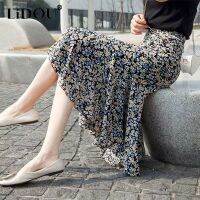 ♈♚ Summer Vintage Floral Print A-line Skirts Women Elegant All-match Beach Vacation Casual Fashion High Waist Skirt Female Clothes