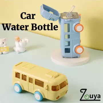 15oz Car Bus Kid Water Bottle Stainless Steel with Straw Lid