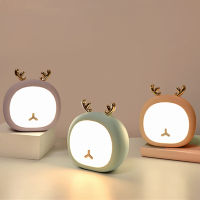 Creative LED Night Light USB Charge Cute Rabbit Lamp Touch Dimmable Elk Table Light Kid Baby Bedroom Bedside Lamp Christmas Gift