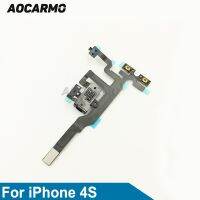 Aocarmo สําหรับ iPhone 4S สีขาวสีดําหูฟังแจ็คปิดเสียงปุ่มปรับระดับเสียงสายดิ้นเสียง