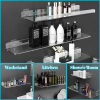 Bathroom Shower Acrylic Floating Shelves,Wall Mounted Clear Invisible Renter Friendly Shelves Bedroom,Kitchen,Living Room,Office