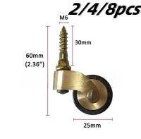 ล้ออุปกรณ์เฟอร์นิเจอร์แบบทนทานทองเหลืองล้อสากลพร้อมก้านเกลียว M6สำหรับตู้เก้าอี้โซฟาพร้อมสกรู2/4/8ชิ้น
