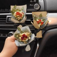 Original High-end Aromatherapy car air outlet dried flower rose handmade mini bouquet wedding companion gift gift box photo decoration