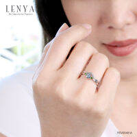 Lenya Jewelry  แหวนบลูโทแพซ (Blue Topaz) ประดับโครมไดออพไซต์ (Chrome Diopside) ตัวเรือนเงินแท้ชุบโรเดียม