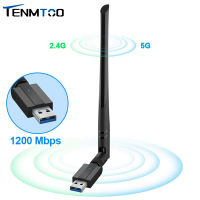 Tenmtoo 1200Mbps อะแดปเตอร์ WiFi สำหรับ PC USB 3.0อะแดปเตอร์เครือข่ายไร้สายเสาอากาศ2.4GHz5GHz แบนด์คู่สำหรับแล็ปท็อป USB ไวไฟ