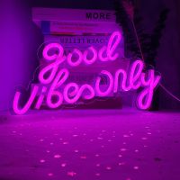 ♧✘ Good Vibes Only Neon Sign Pink Bedroom Decor Room Wedding Decor Wall Sign Led Light Home Decor Birthday Gifts Neon Night Lights