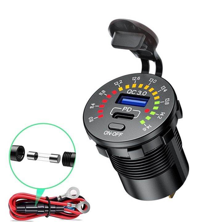 12V Quick Charge 3.0 USB Type C PD Car Charger Waterproof 18W Outlet