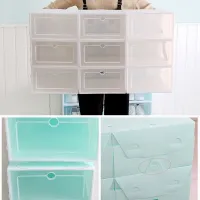 6-Piece Candy Color Shoe Box, Transparent Plastic Shoe Storage Box, Shoe Cabinet Storage Drawer Rectangle