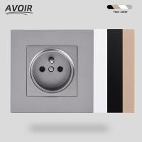Avoir Wall Socket FR French Standard Plug Electrical Outlets Plastic Panel Power Sockets 86mm * 86mm 16A White Black Gray Golden