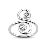 Silver thai Silver Rounded Spiral Double Crystal Toe Ring , Silver Crystal Toe Rings , Sparking toe ring for summer , แหวนนิ้วเท้าคริสตัลเกลียวคู่เงินแท้แบบกลม