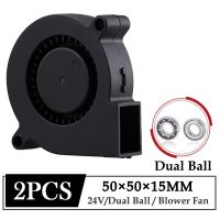 2Pcs Gdstime DC 24V Fan 50X50x15mm 50Mm Dual Ball Bearing 3D Printer Radiator Fan 5CM 5015 Turbo Radial Blower Cooling Fan