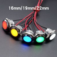 ☒№ 16mm 19mm 22mm Metal Indicator light LED Signal lights Power Supply Lamp 6v 5v 12v 24v 220v red yellow blue green white