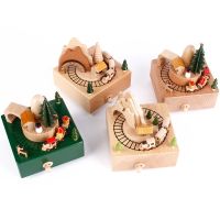 Wooden music box merry-go-round toy creative music box pure handmade decoration childrens Christmas birthday gift toy