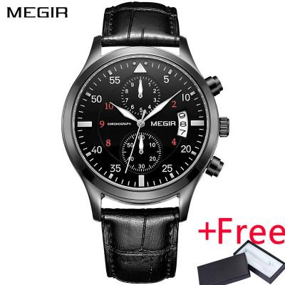 MEGIR นาฬิกาข้อมือควอตซ์นาฬิกาทหารชายกองทัพหนังหรูหรานาฬิกาแบรนด์ชั้นนำนักธุรกิจผู้ชายแท้ Relogio Masculino ML2021G