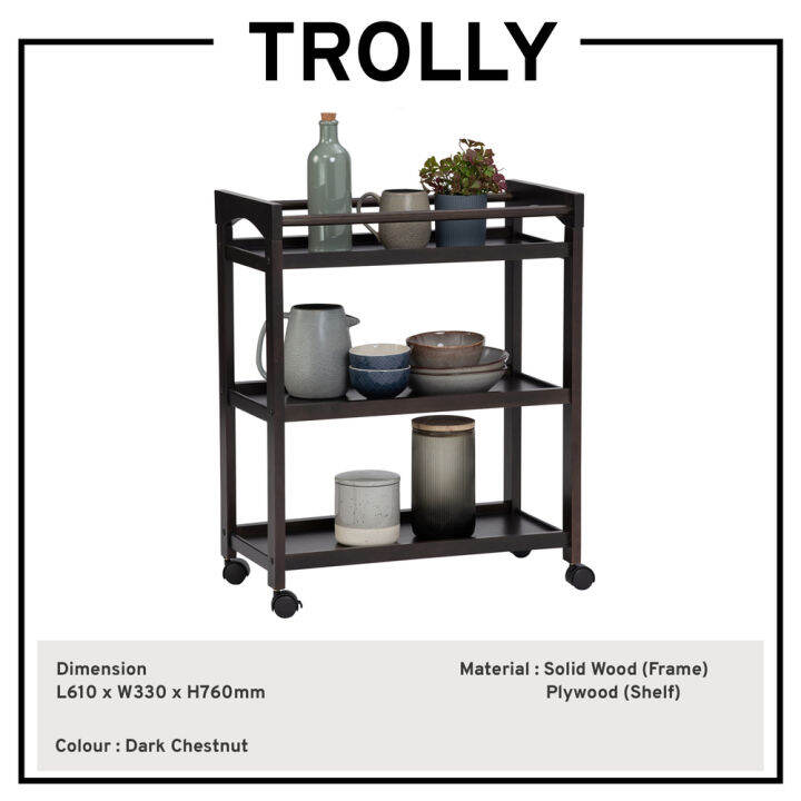 Trolly Kitchen Trolley Solid Wood Trolly Lazada