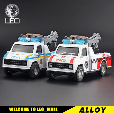 LEO 1:28 Road Trailer Rescue Vehicle Diecast Model Car Toy Cars For Boys Toys Car For Kids Gift For Birthday