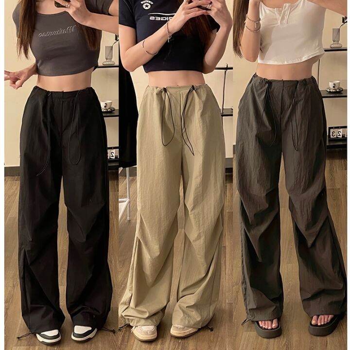กางเกงขายาวลําลอง-ขากว้าง-เอวสูง-ทรงหลวม-แฟชั่นฤดูร้อน-สําหรับสตรี