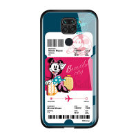 UCUC เคสโทรศัพท์เคสสำหรับ Xiaomi Redmi Note 9ปลอก Creative การ์ตูนเที่ยวบินตั๋ว Minnie Mouse โดนัลด์เดซี่เป็ด Glossy กระจกเทมเปอร์ฝาหลังปลอก