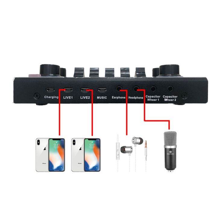 gax-v9-bm800-mixer-condenser-microphone-audio-sound-card-bt-live-broadcast-recording-usb-3-5mm-computer-pc-mobile-phone